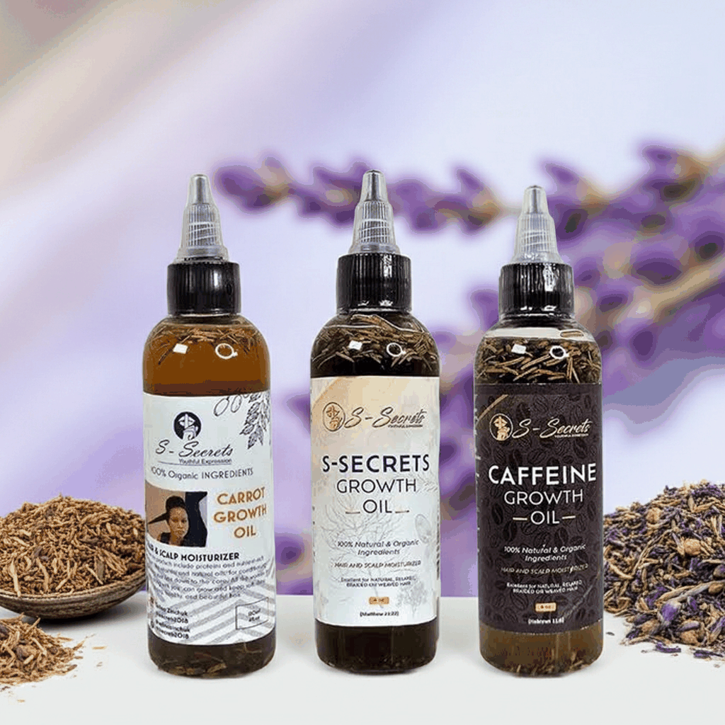 S-Secrets Hair Growth Bundle - 3 Bottles x 2oz (6oz Total) with Biotin, Ayurvedic Herbs, Essential Oils, Saw Palmetto, Scalp Stimulator Oil