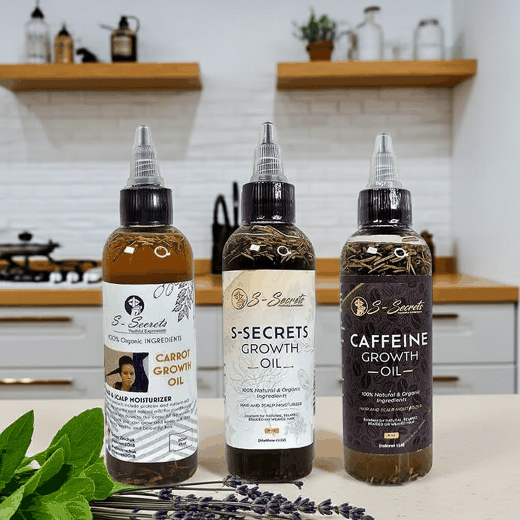 S-Secrets Hair Growth Bundle - 3 Bottles x 2oz (6oz Total) with Biotin, Ayurvedic Herbs, Essential Oils, Saw Palmetto, Scalp Stimulator Oil