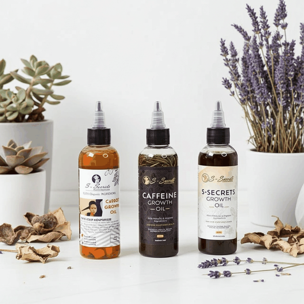 S-Secrets Hair Growth Bundle - 3 Bottles x 2oz (6oz Total) with Biotin, Ayurvedic Herbs, Essential Oils, Saw Palmetto, Scalp Stimulator Oil
