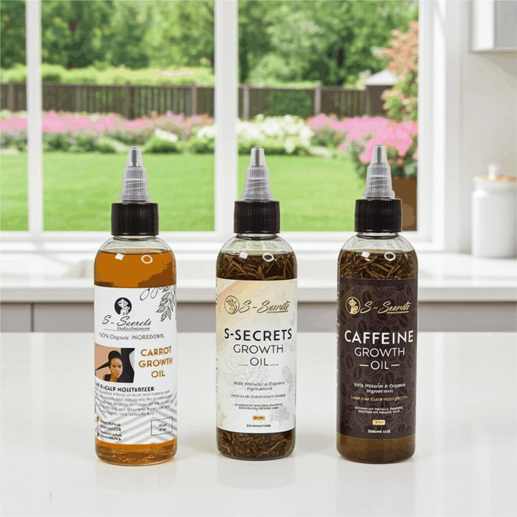 S-Secrets Hair Growth Bundle - 3 Bottles x 2oz (6oz Total) with Biotin, Ayurvedic Herbs, Essential Oils, Saw Palmetto, Scalp Stimulator Oil