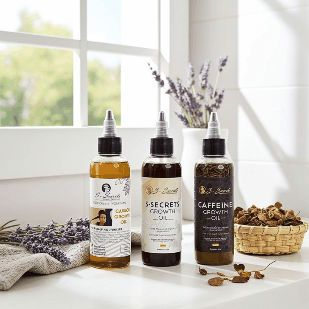 S-Secrets Hair Growth Bundle - 3 Bottles x 2oz (6oz Total) with Biotin, Ayurvedic Herbs, Essential Oils, Saw Palmetto, Scalp Stimulator Oil