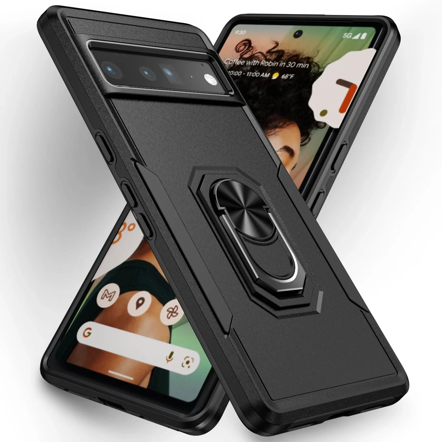 Military Heavy-Duty Magnetic Ring Stand Phone Case For Google Pixel 9 8A 8 7 7A 6 6A Pro Rugged Matte Shockproof Defender Cover