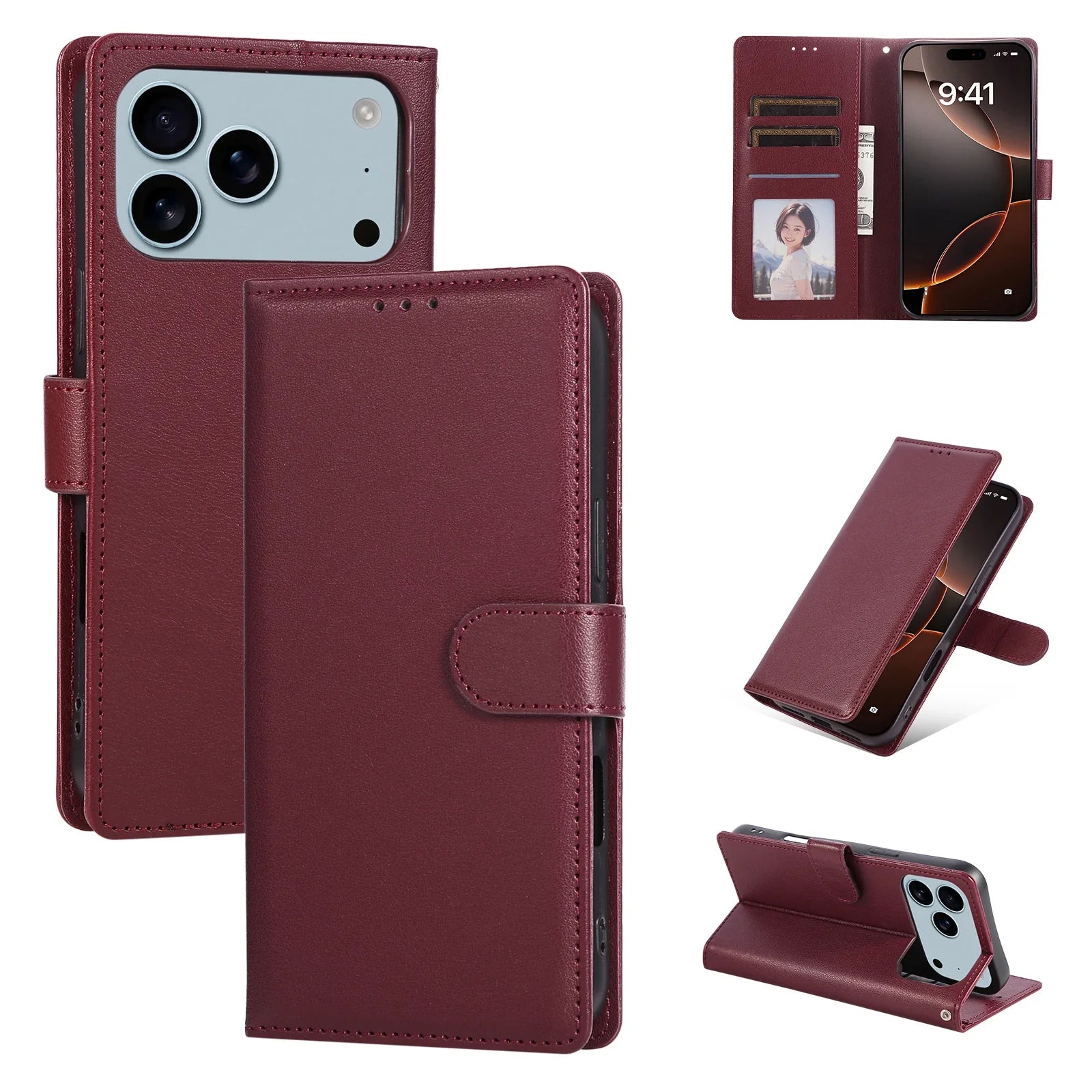 PU Leather Wallet Phone Case For iPhone 17 Pro Max  17 Pro 17 Air 17 16 15 14 Flip Cover Protective Magnetic With Picture Frame
