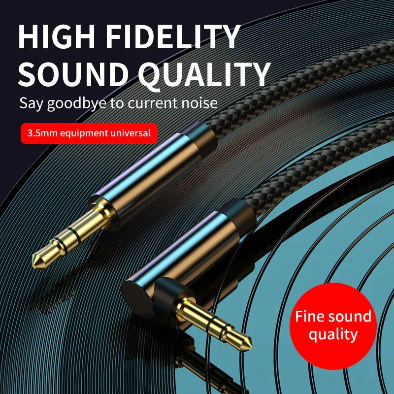 3.5mm Elbow Aux Speaker Cable 3.5mm Jack Audio Cable For Car Headphone Speaker Aux Cord Male To Male Adapter For Samsung Xiaomi