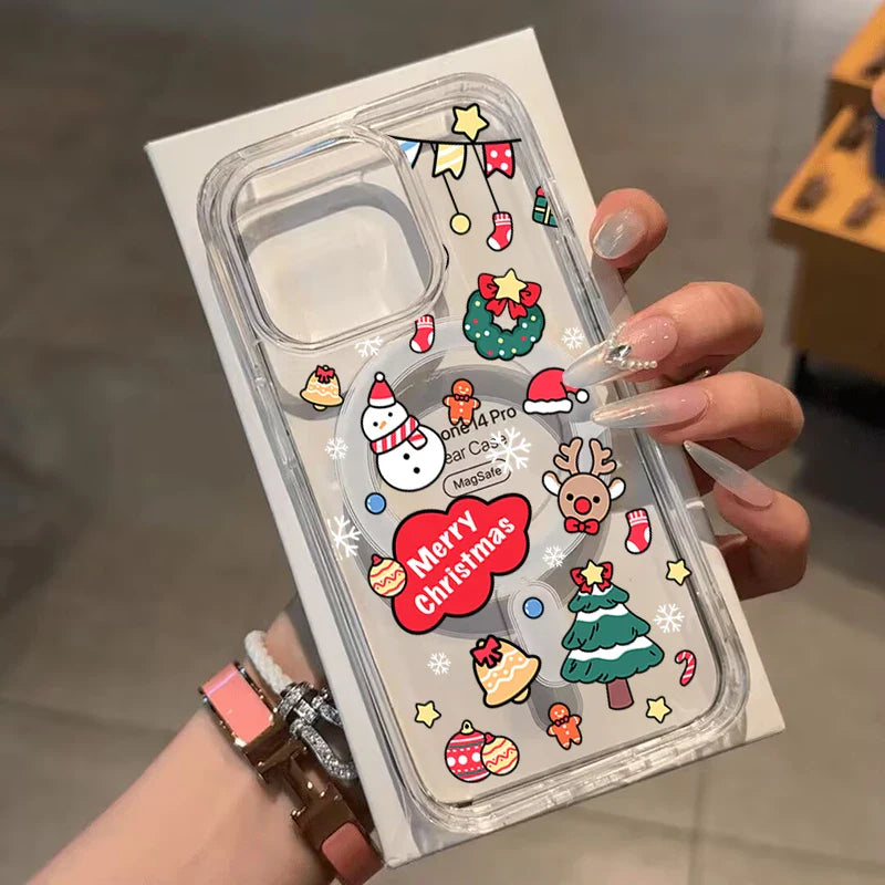 Merry Christma Gift Magsafe Wireless Charger Case For Iphone 17 16 Pro Max 17 Air 15 14 12 13 11 Pro Max 12 13 Mini Phone Casing