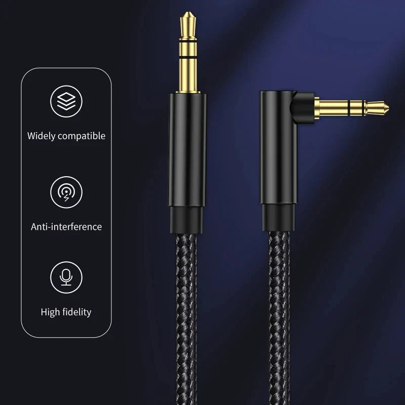 3.5mm Elbow Aux Speaker Cable 3.5mm Jack Audio Cable For Car Headphone Speaker Aux Cord Male To Male Adapter For Samsung Xiaomi