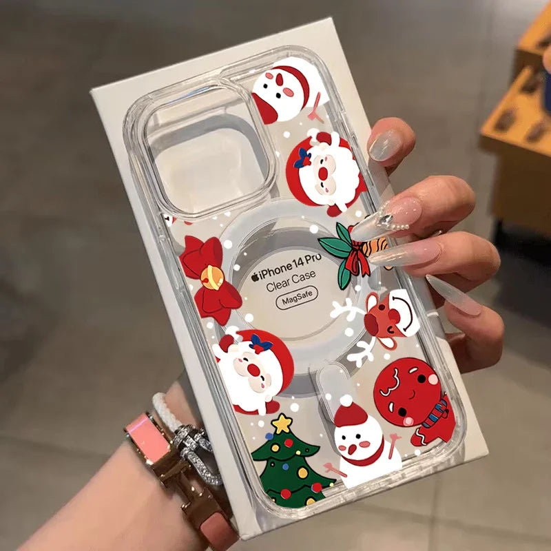 Christmas Santa Claus Magnetic Magsafe Phone Case For Samsung Galaxy S22 S23 S24 S25 FE Plus Ultra Edge Z Flip 3 4 5 6 7 Casing