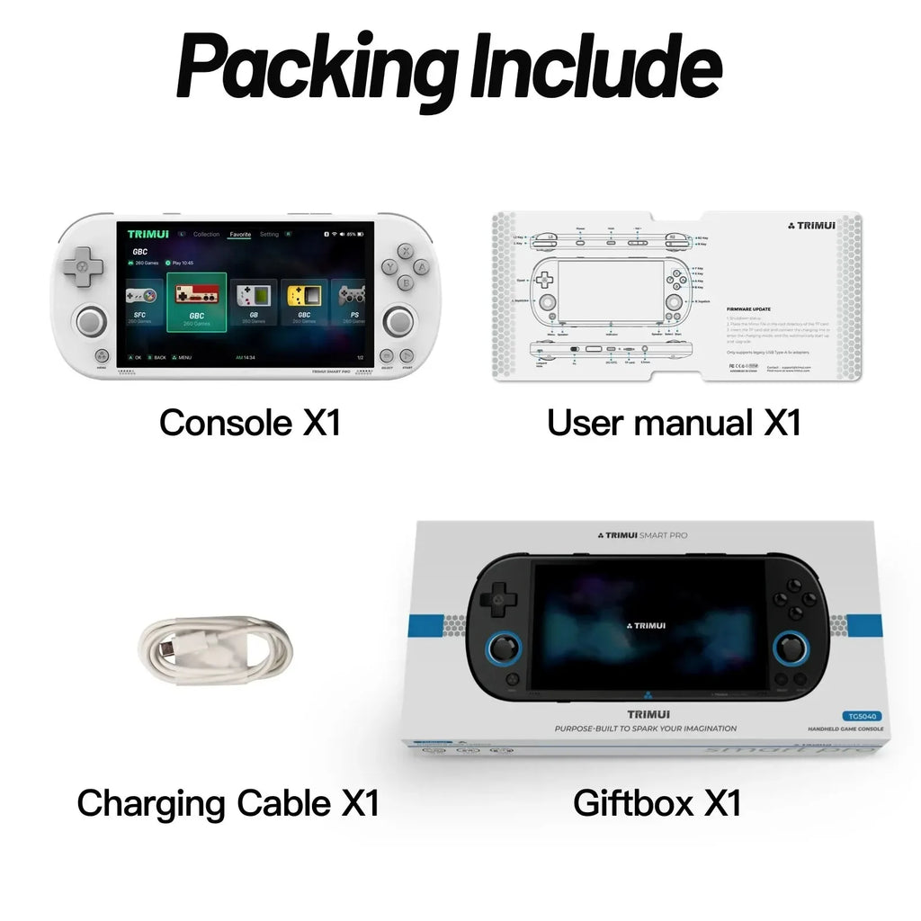 Trimui Smart Pro 4.96-Inch Ips Hd Hd Screen Open Source Handheld Game Machine Retro Arcade L Inux System 26+ Built-In Simulator