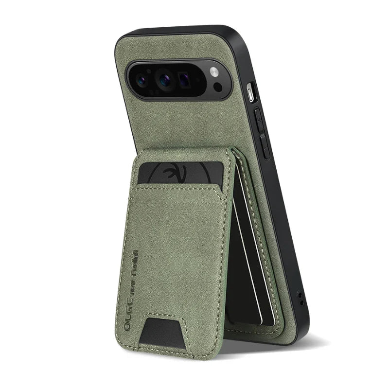 New Soft TPU Solid Color Leather Wallet Card Slot Bracket Shockproof Phone Case For Google Pixel 9 8 7 Pro XL 9A 8A 7A Back Case