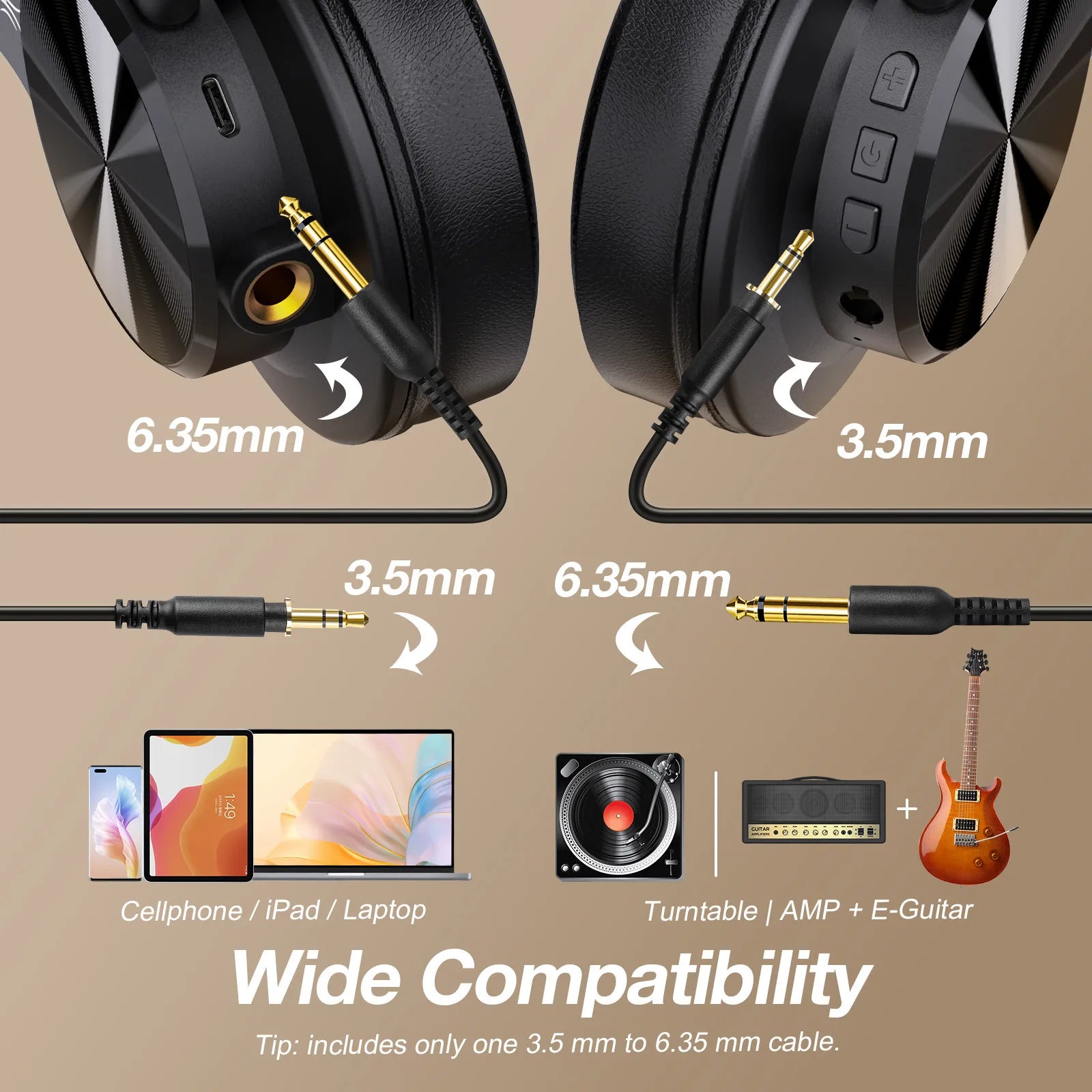 Oneodio Fusion A70 Bluetooth 5.2 Headphones Hi-Res Audio Over Ear Wireless Headset Professional Studio Monitor DJ Headphones 72H