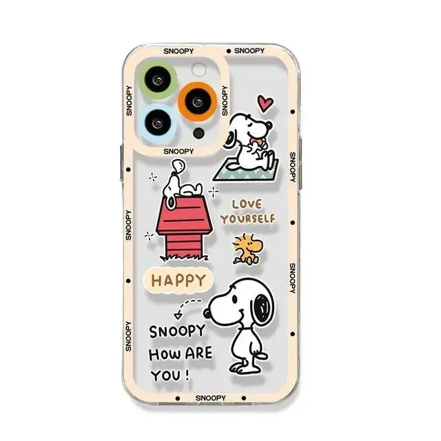 Cute Funny Snoopy Case For Iphone 15 Pro Max 11 14 13 12 Mini 6s 6 7 8 Plus X XS XR Cover Silicone Couqe Soft Transparent