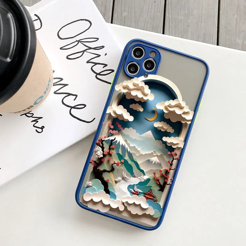 Printing Landscape phone case For iPhone 16 15 14 11 12 13 Pro Max Mini XS X XR 7 8 Plus SE2 Creative Mountains Shockproof Cover