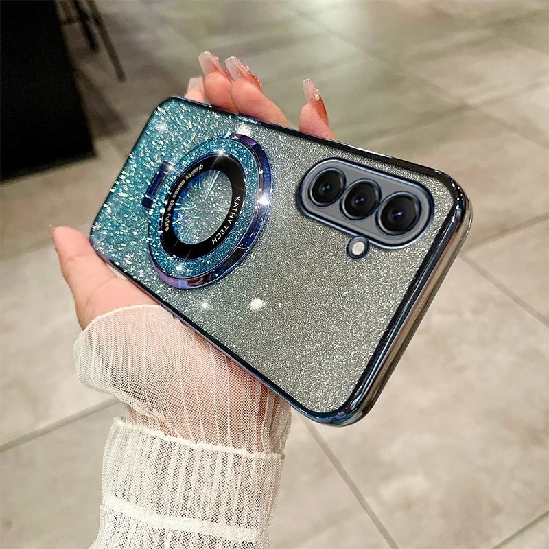 Samsung S24FE Case Luxury with bracket Glitter Case For Samsung Galaxy A15 A25 A35 A24 A14 S23 Plus Note20 Ultra A52 Case Holder