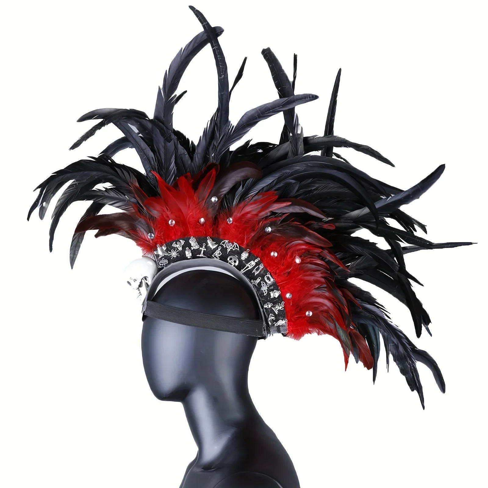 Punk Rock Rhinestone Feathered Headdress (The Max)