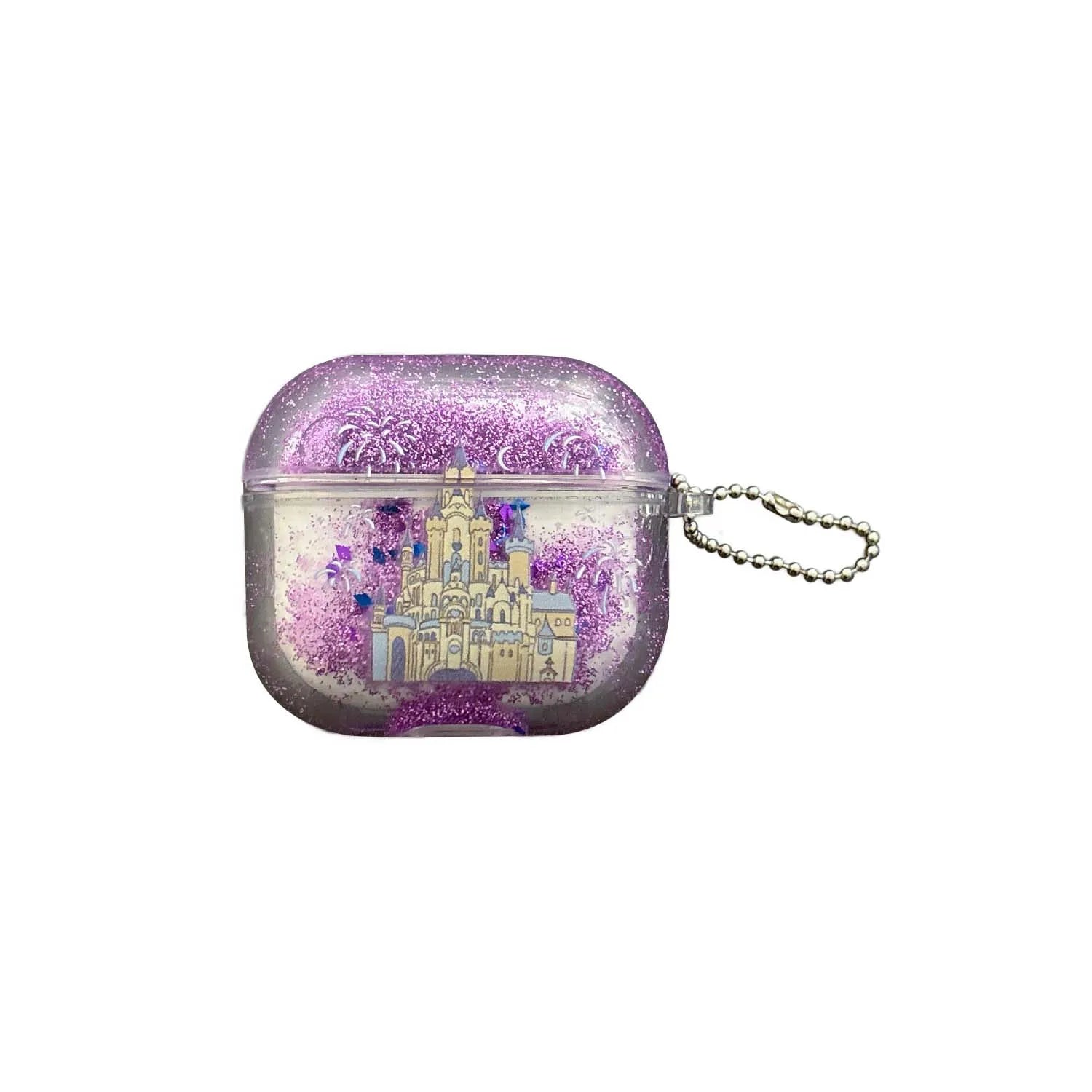 Glitter quicksand castle firework earphone case for apple airpods 4 3 2 1 pro 2nd wireless bluetooth charging box headset cover