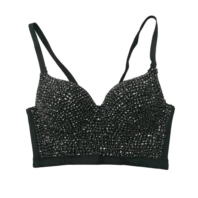 Colored Rhinestone Longline Costume Bra