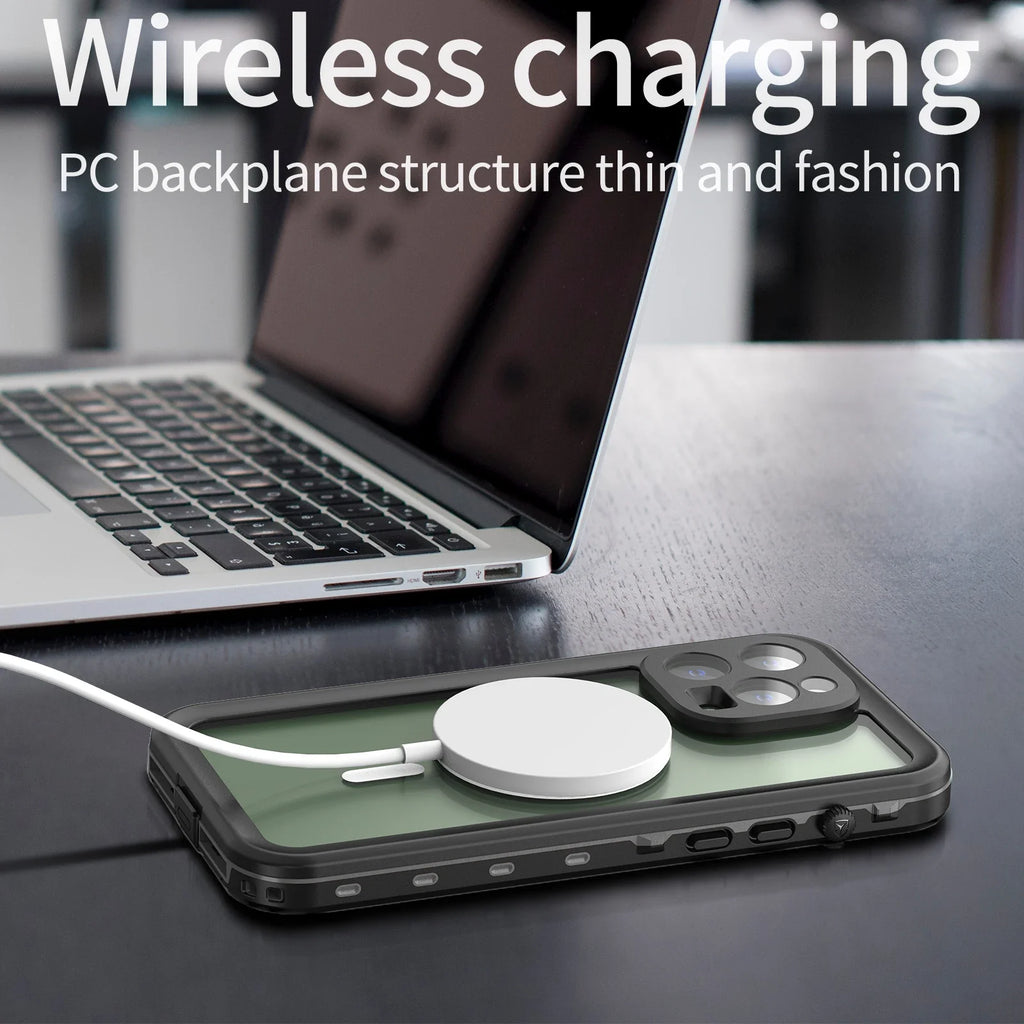 shellbox-hot sale magnetic shockproof dustproof IP68 professional waterproof phone case for iphone16promax/15/14/13