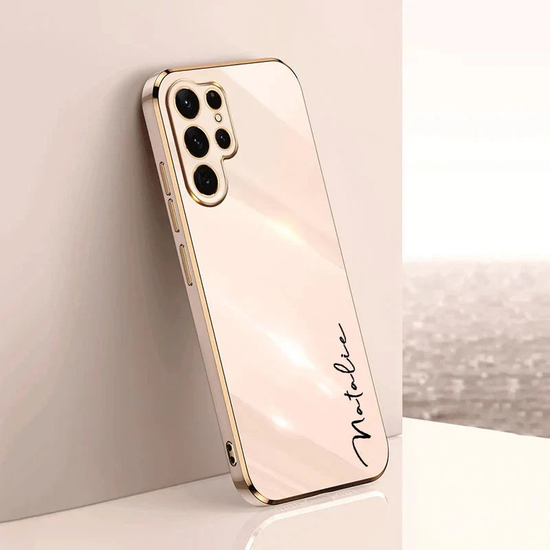 Case For Samsung Galaxy S24 Ultra Personalized Customized Name Case Luxury 6D Plating Soft Cover S23 S22 S21 S20 FE Ultra Plus