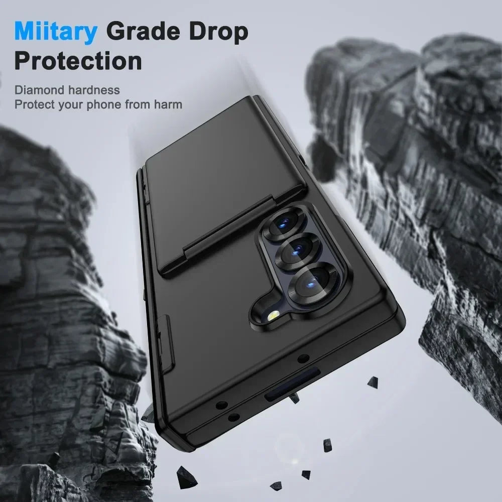 Kickstand Folding Bracket Flip Card Slot Holder Phone Case For Samsung Galaxy Z Fold 7 6 5 Fold7 Fold6 Fold5 5G Matte Cover