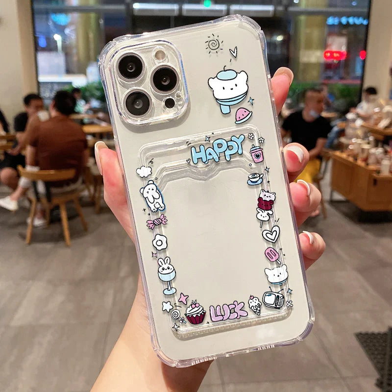 Cartoon Bear Phone Case For Samsung A54 A55 A15 A53 A52 A33 A35 A13 A34 A14 A24 A25 A06 A16 S21 S22 S23 S24 Ultra Card Bag Cover