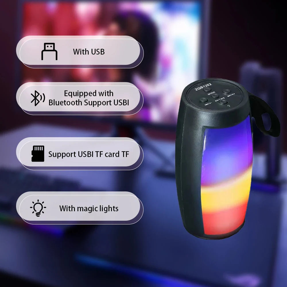 Portable Bluetooth Speakers LED Lights Loudspeaker Outdoor SupportsTF Car Audio Gift Wireless Sound Box