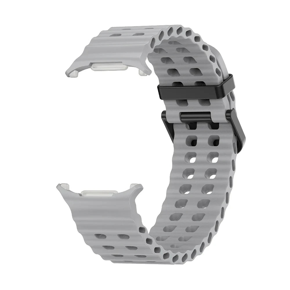 NEW Marine Silicone Strap For Samsung watch ultra 47mm Bracelet No Gaps Sport two-tone Band for Galaxy 7 ultra watchband straps