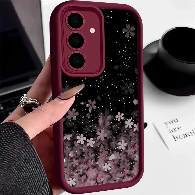 Cherry Blossom Silicone Case For Samsung Galaxy S25 Edge S24 S23 Ultra S24 FE A55 A15 A16 A35 A25 A53 A54 A56 5G TPU Phone Cover