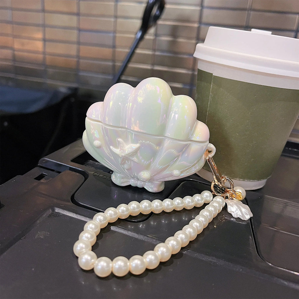 Plating Seashell Case For AirPods Pro 2 Protective Sleeve For Airpods 3 2 1 Earphone Accessories With Pendant Cover