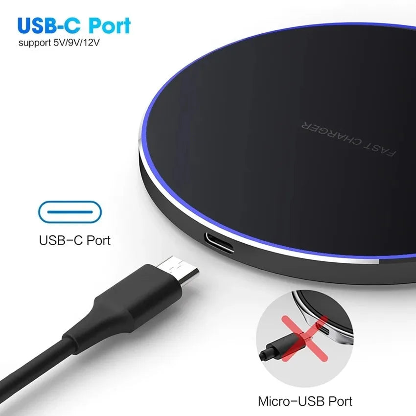 30W Wireless Charger Pad for iPhone 15 14 13 12 Pro Max X Samsung Xiaomi Phone Qi Chargers Induction Fast Charging Dock Station