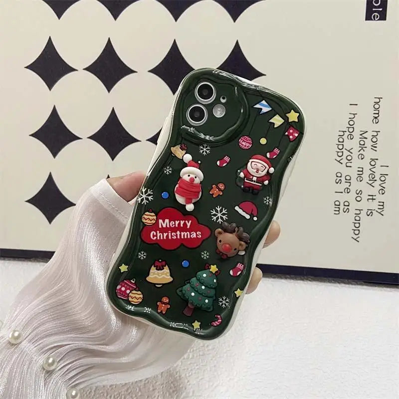 3D Santa Claus Elk Christmas Tree Case For Samsung Galaxy S25 Ultra S24 S23 S22 Plus s24fe A56 A36 A26 A07 A17 A55 A35 Cover