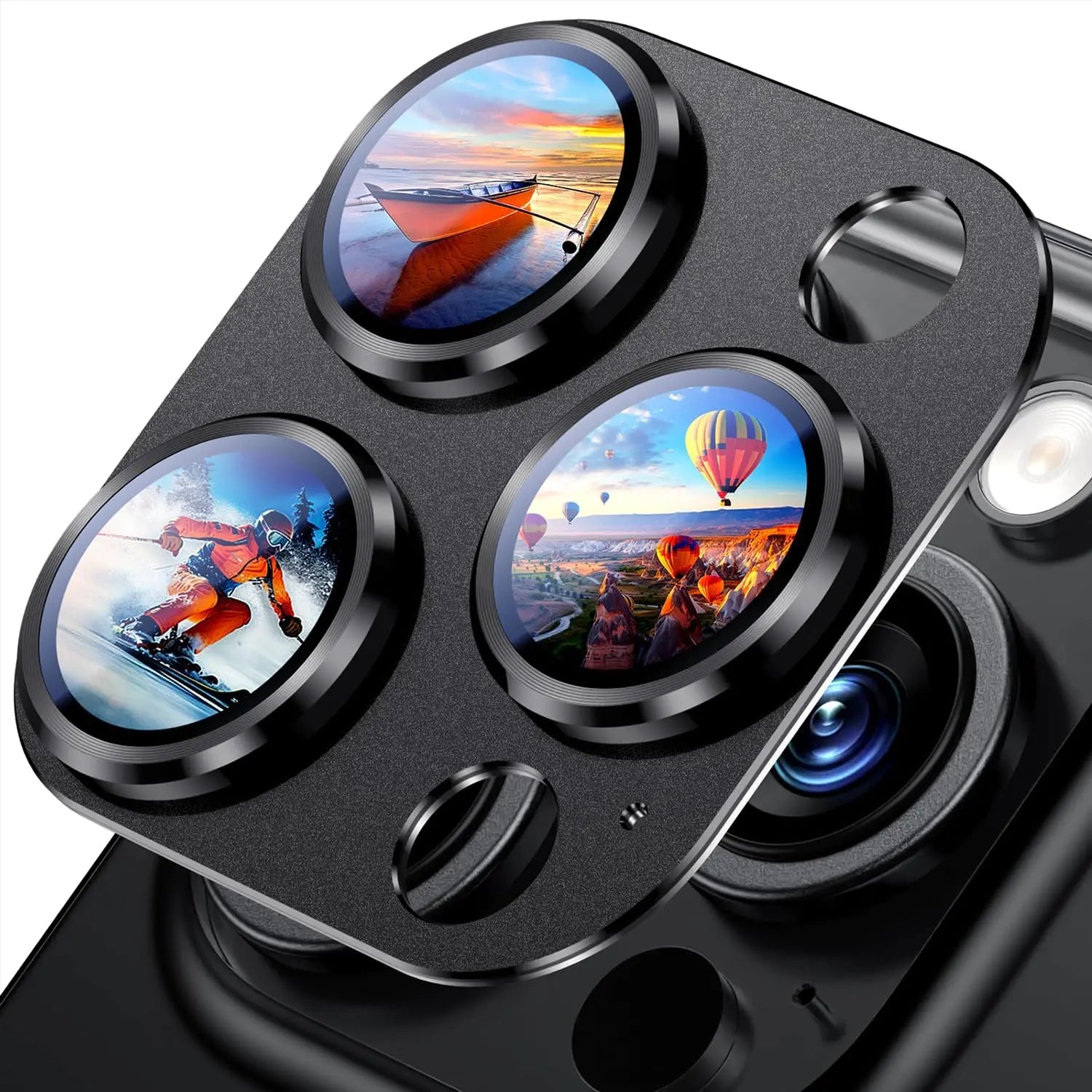 Titanium Black Camera Lens Protector Cover For iPhone 16 Pro Max 15 Plus 14 13 Mini 16Pro 15Pro Protection Phone Accessories