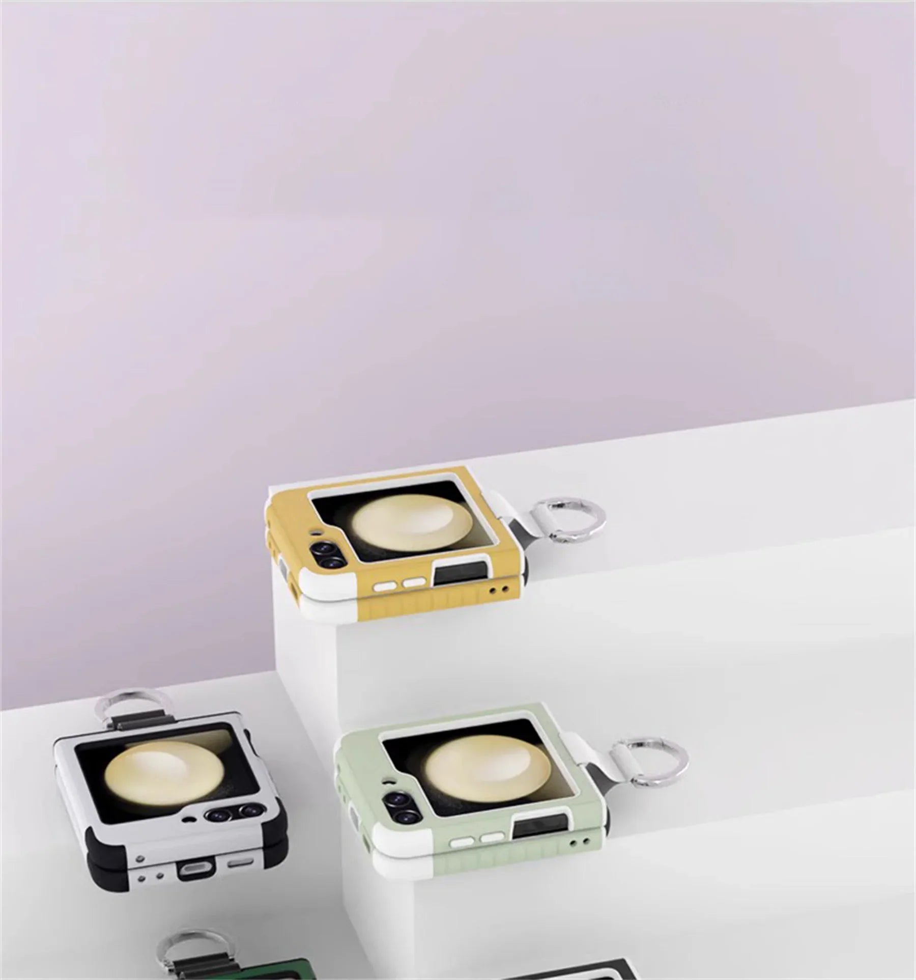 Cute Ins Korean Candy Color Portable Ring Solid Color Phone Case for Samsung Galaxy Z Flip 5 6 5G Z Flip6 Flip5 Zflip5 Cover