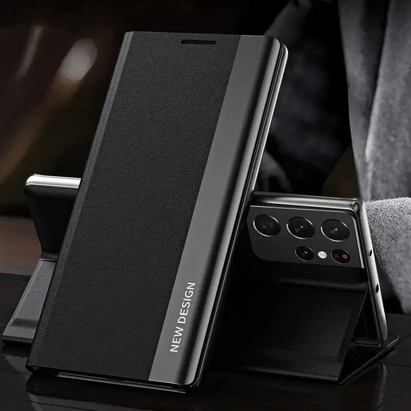 Luxury Leather Flip Case For Samsung Galaxy S25 S24 S23 S22 S21 S20 Ultra Plus S23 S21 S24 FE Note 20 Ultra 10 Plus Stand Cover