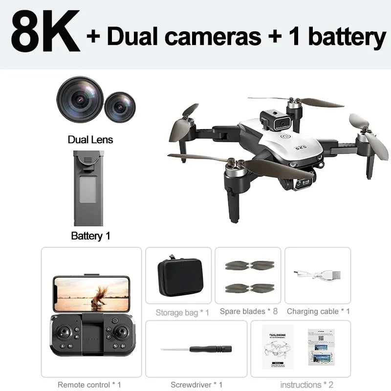S2S Outdoor Drone 8K HD Dual Camera Brushless Motor Obstacle Avoidance Dron RC Helicopter Foldable Quadcopter Toy For Xiaomi