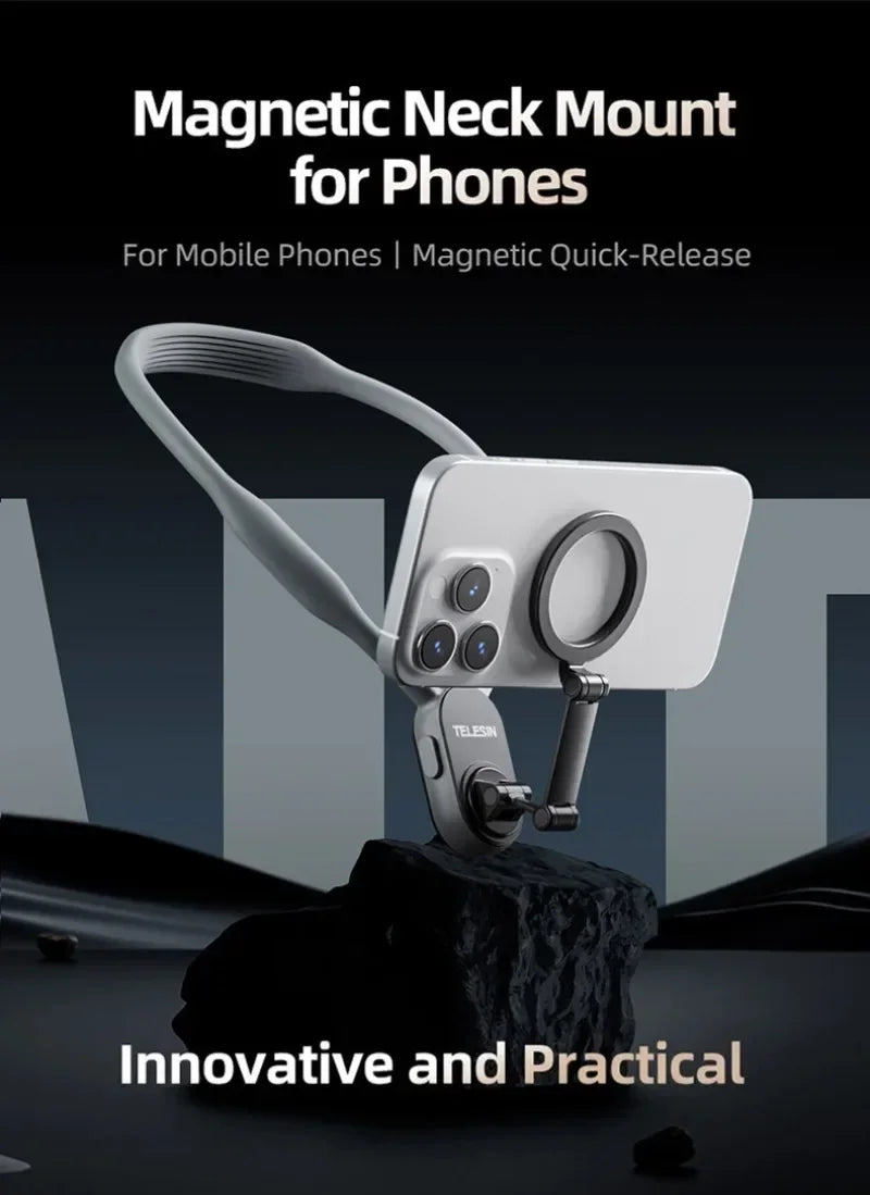 Magnetic Silicone First Angle Neck Holder for IPhone 16 15 14 13 12 Pro Max Samsung Xiaomi Outdoor Vlog Recording Selfie Holder