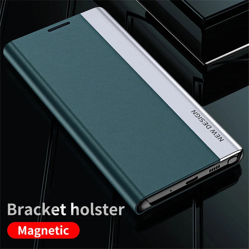 Luxury Leather Flip Case For Samsung Galaxy S25 S24 S23 S22 S21 S20 Ultra Plus S23 S21 S24 FE Note 20 Ultra 10 Plus Stand Cover