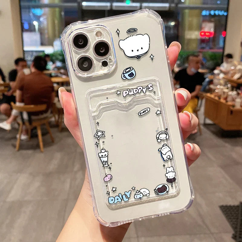 Cartoon Bear Phone Case For Samsung A54 A55 A15 A53 A52 A33 A35 A13 A34 A14 A24 A25 A06 A16 S21 S22 S23 S24 Ultra Card Bag Cover