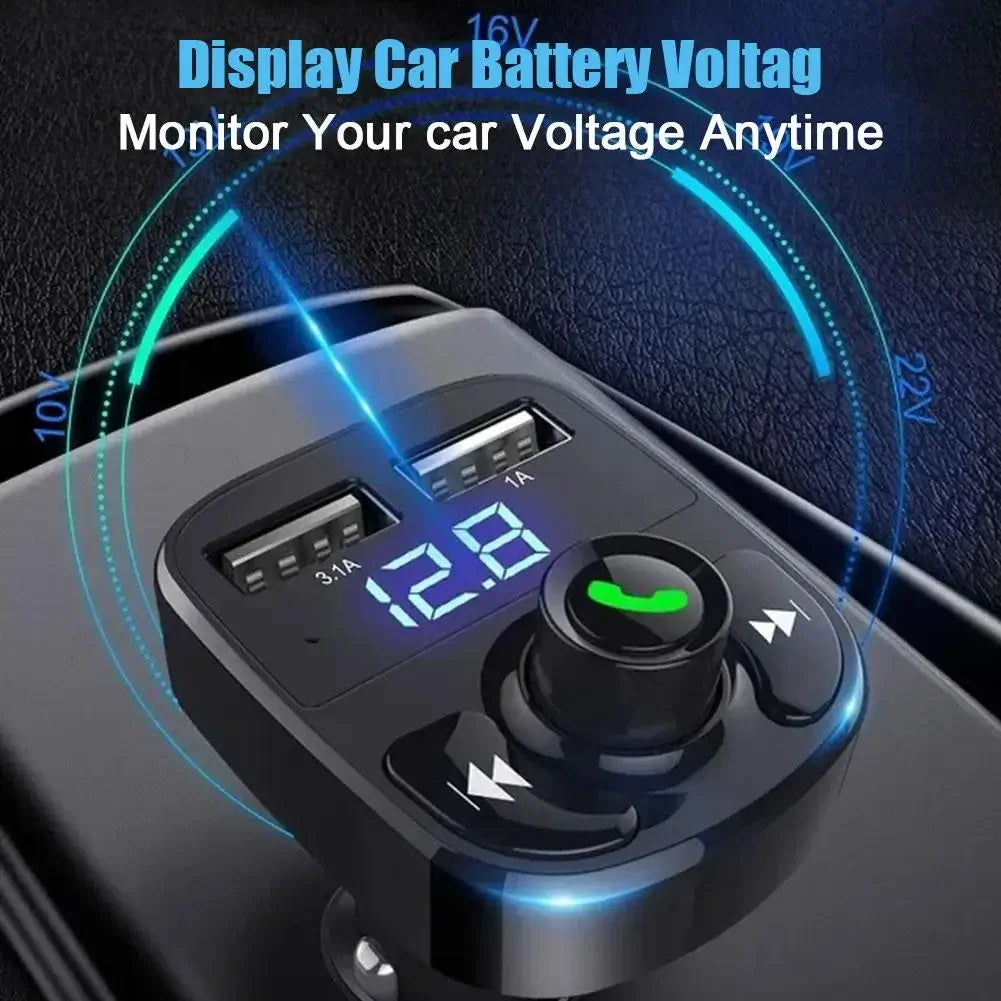 Car Charger Wireless Bluetooth FM Transmitter Hands-Free Calling Radio Receiver Mp3 Music Stereo Adapter Dual USB Port Charger