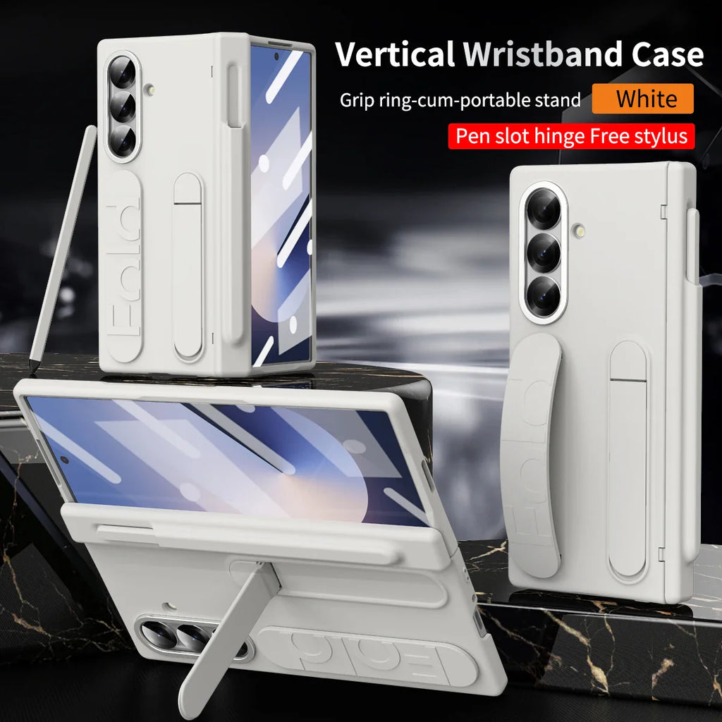 For Samsung Galaxy Z Fold 7 6 5 4 3 Luxury Wristband Hinge Lnvisible Folding Bracket Screen Glass Protect  Film Shockproof Cover