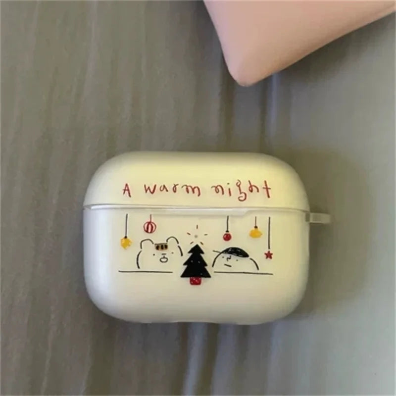 Korean Warm Night Cute Airpod Case for AirPods 4 2 3 Pro 2 AirPod Airpods Pro Case Clear TPU Air Pod Cover With Keychain funda