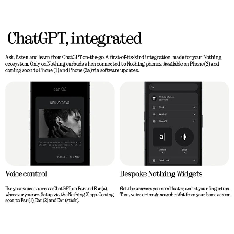 Global Version Nothing Ear (a) Bluetooth Earphone  45dB Active Noise Cancelling ANC Dynamic 42.5 hours listening Fashion Design