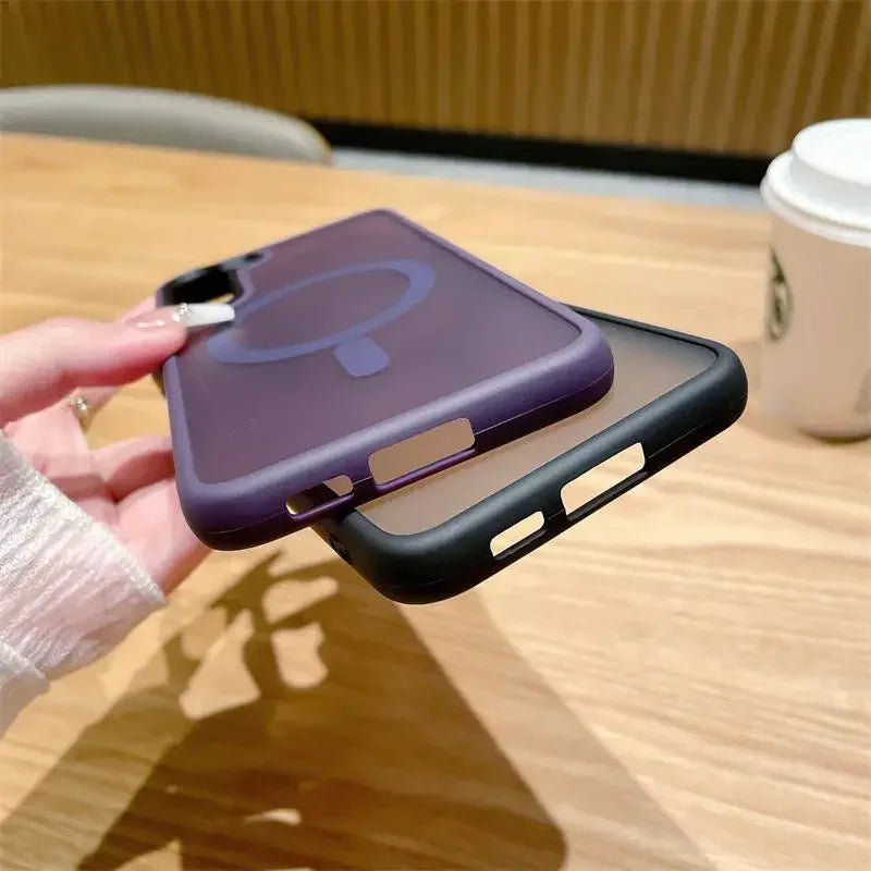 Luxury New Matte Translucent Business Phone Case for Samsung Galaxy S25 S24 Ultra S23 S22 Plus S20 S21 FE Magsafe Magnetic Cover