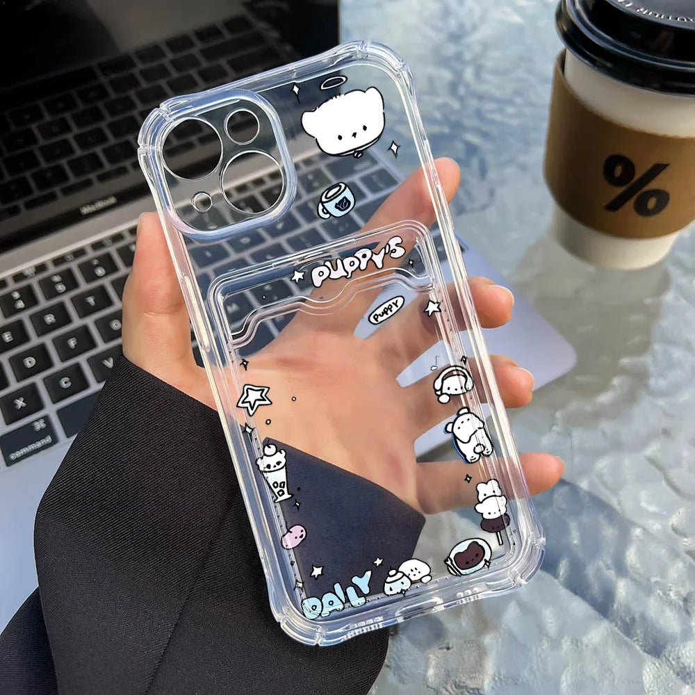 Cartoon Bear Phone Case For Samsung A54 A55 A15 A53 A52 A33 A35 A13 A34 A14 A24 A25 A06 A16 S21 S22 S23 S24 Ultra Card Bag Cover