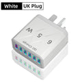 65W 6 Ports USB Charger Fast Charging QC3.0 Travel Charger For iPhone 14 Samsung Xiaomi Mobile Phone Adapter EU KR US UK Plug