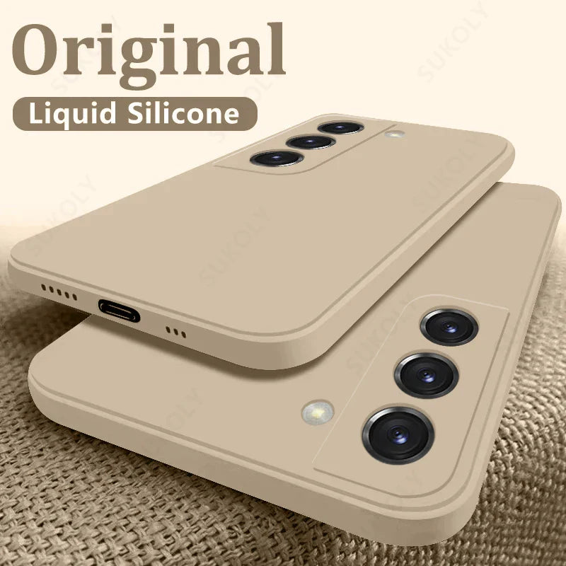 Case For Samsung Galaxy S24 S23 S22 S25 Ultra S24 FE A56 A55 A53 A52 A54 A16 A35 5G Shockproof Liquid Silicone Phone Cover Coque