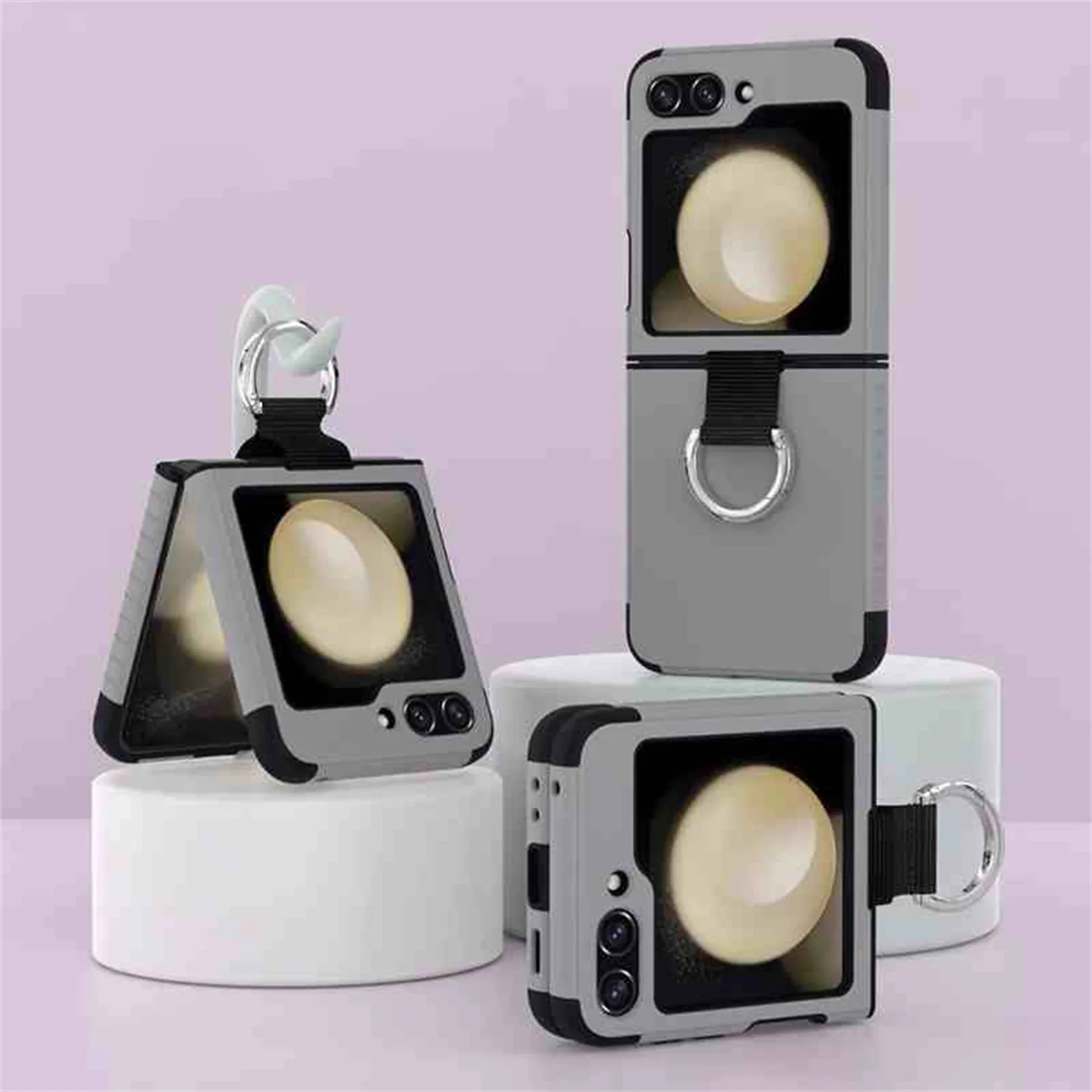 Cute Ins Korean Candy Color Portable Ring Solid Color Phone Case for Samsung Galaxy Z Flip 5 6 5G Z Flip6 Flip5 Zflip5 Cover
