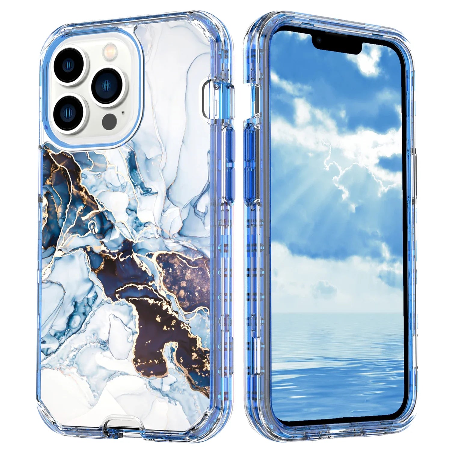 Plating Marble Phone Case for iPhone 16 14 13 11 12 15 Pro Max Plus Heavy Duty Shockproof Protective Luxury Cover
