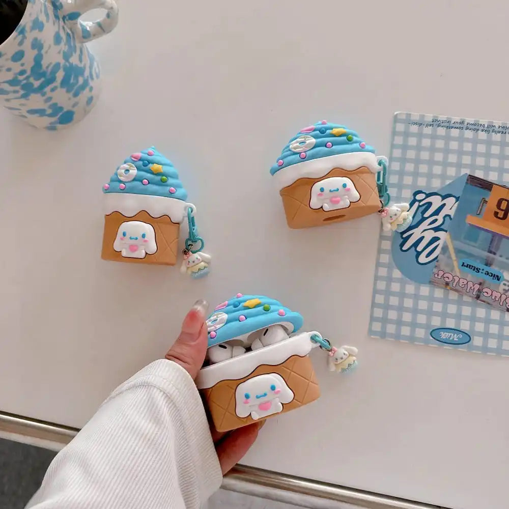 Hot Cute Cartoon Anime Role Ice Cream Cone Cinnamoroll Earphone Case for AirPods 1 2 3 Pro 2rd Soft Silicone Protective Cover