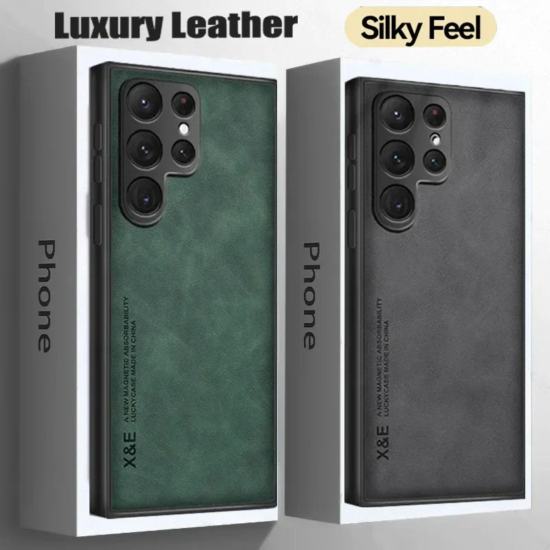 Sheepskin Magnetic Case For Samsung S25 S24 Ultra S22 Plus S21 S20 FE Cases For Samsung S23 Ultra Note 20 10 Leather Phone Cover