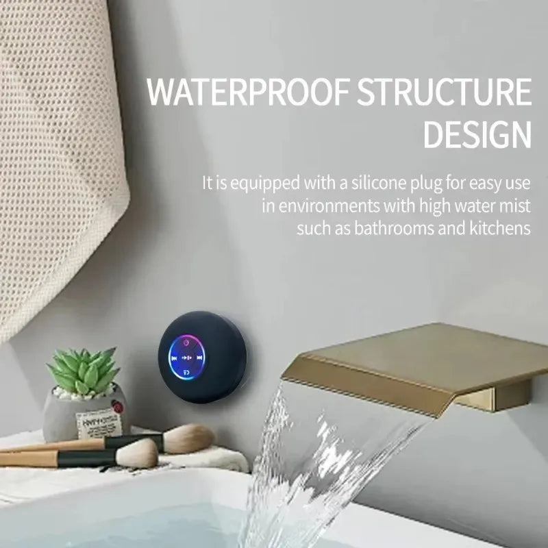 VIKEFON Portable Bluetooth Audio Ipx4 Waterproof Led Lights Bathroom Outdoor Large Suction Cup Can Be Adsorbed Wall Speaker